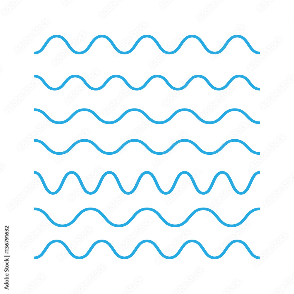 Waves outline icon, modern minimal flat design. Wave thin line s Waves outline icon, modern minimal flat design. Wave thin line s
