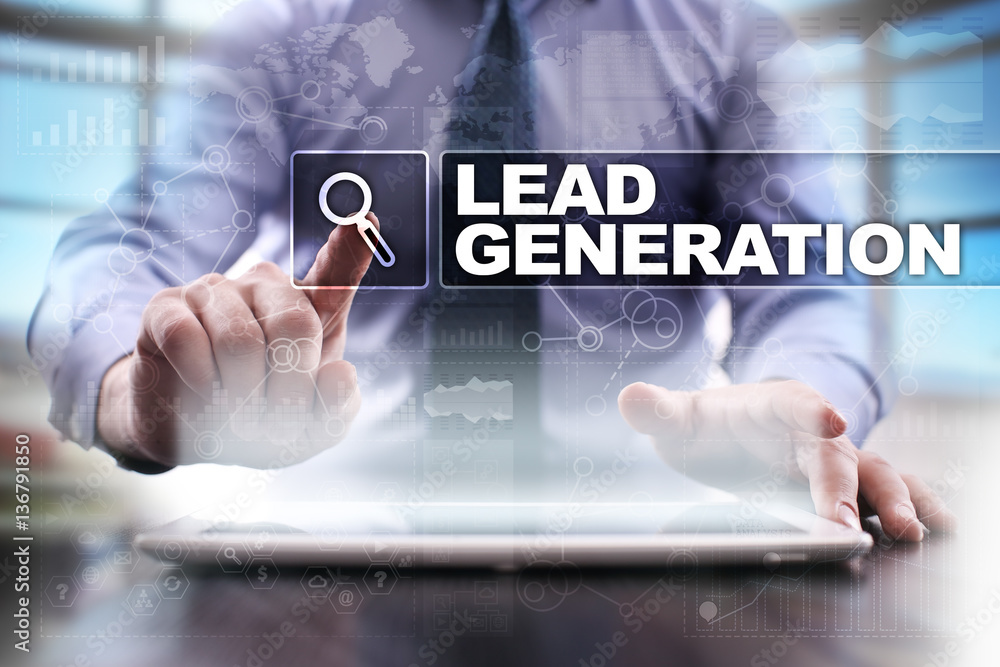 Businessman using tablet pc and selecting lead generation. Businessman using tablet pc and selecting lead generation.