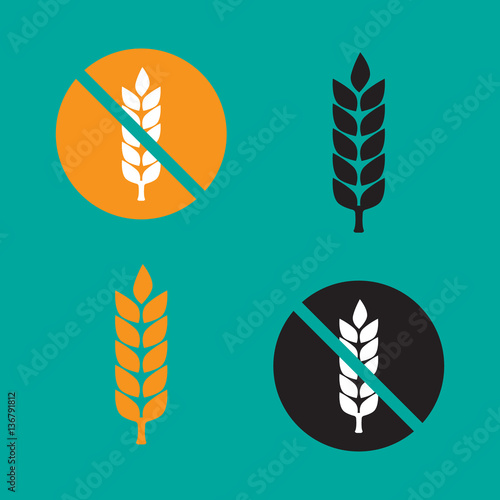 Wheat yellow gluten free grain icon. Gluten free vector