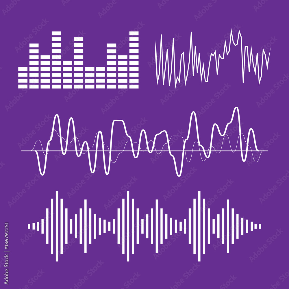 Sound waves concept. Sound waves vector. Sound waves sign and sy