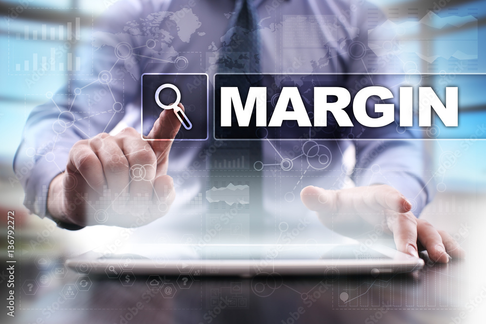 Businessman using tablet pc and selecting margin. Businessman using tablet pc and selecting margin.