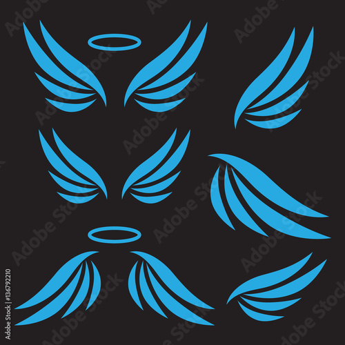 Vector sketch of angel wings. Angel wings vector