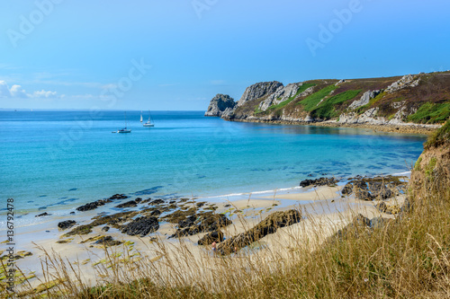 sailboats in a sea bay at Camaret,Brittany
