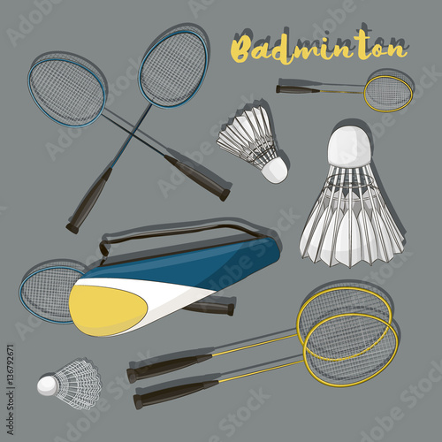 Badminton labels and icons set