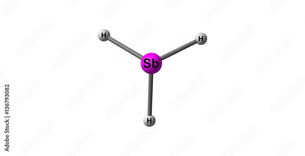 Stibine molecular structure isolated on white Stibine molecular structure isolated on white