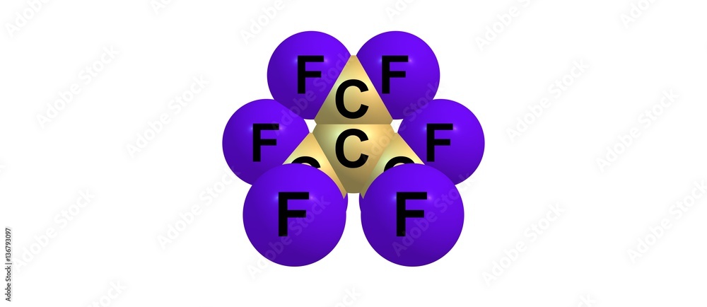 Fototapeta premium Perfluoroisobutene molecular structure isolated on white