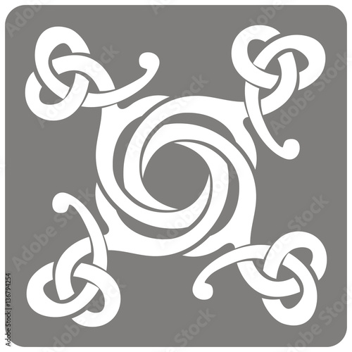 monochrome icon with Celtic art and ethnic ornaments for your design