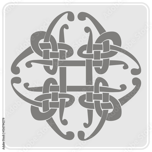 monochrome icon with Celtic art and ethnic ornaments for your design