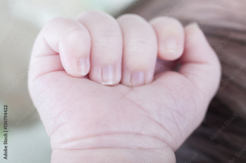 Hand of newborn. Hands of father and son united. Maternity and p Hand of newborn. Hands of father and son united. Maternity and p