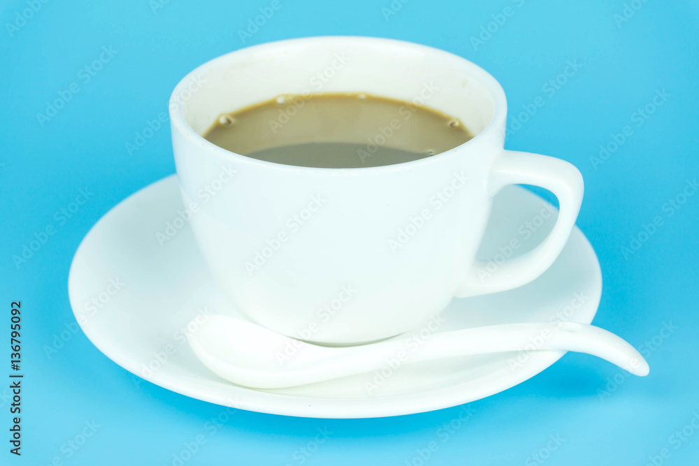 Coffee cup on blue background you can apply to your product. Coffee cup on blue background you can apply to your product.