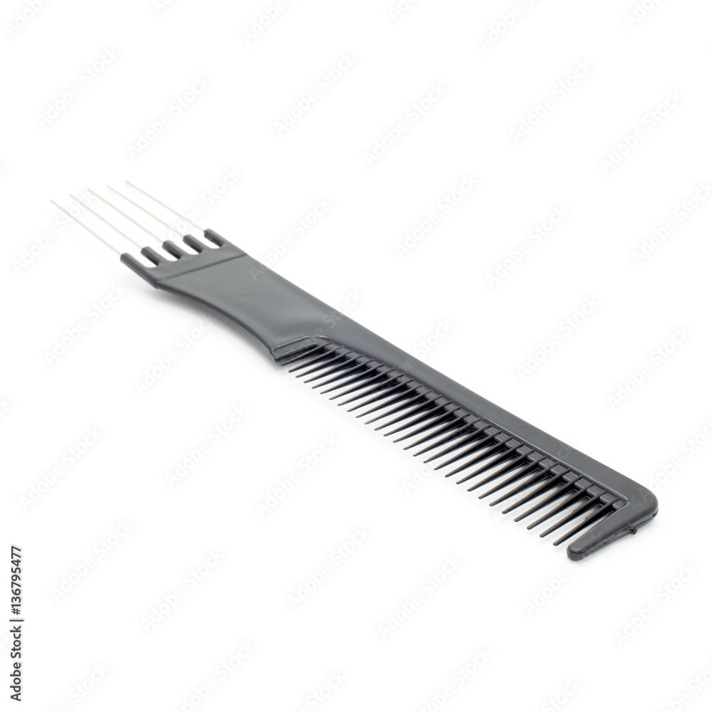 Black hairbrush on a white background.Isolated Black hairbrush on a white background.Isolated