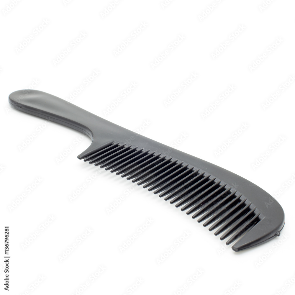 Black hairbrush on a white background.Isolated Black hairbrush on a white background.Isolated