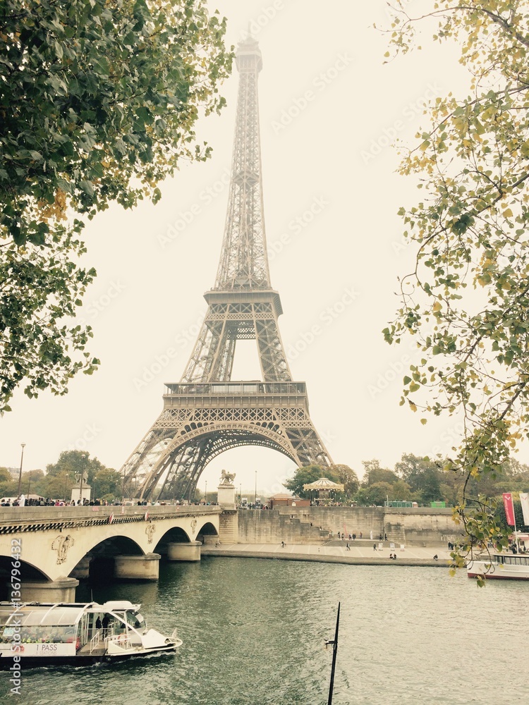 Eiffel Tower in vintage style