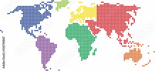 Square shape world map on white background  vector illustration.