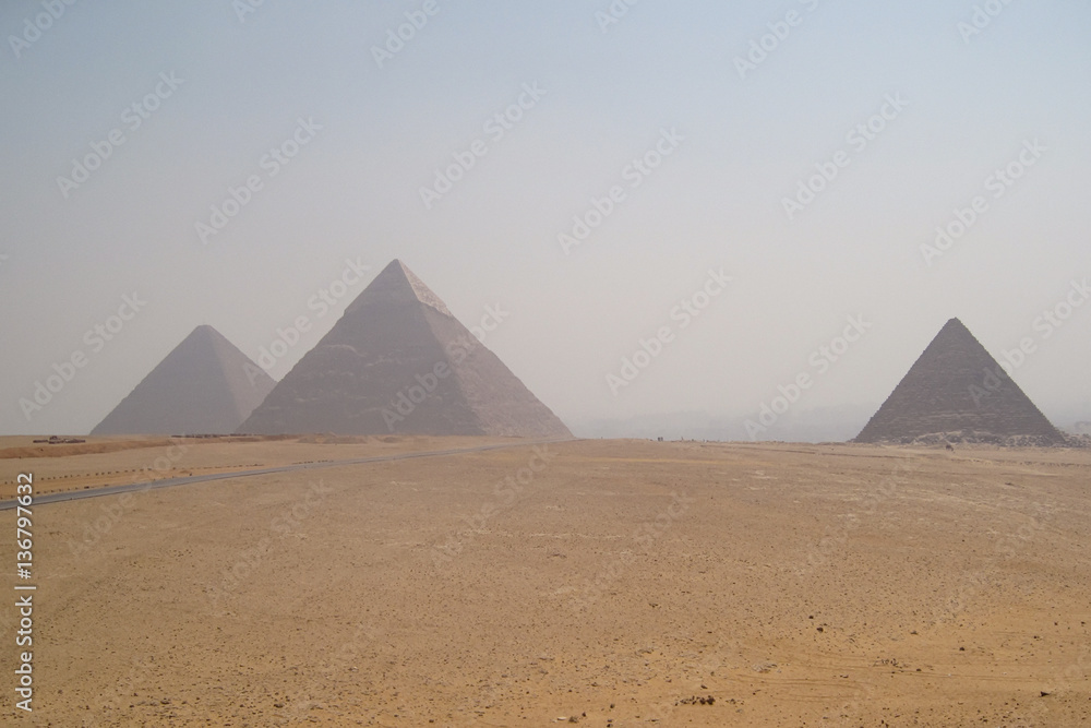 The pyramids at Giza near Cairo in Egypt
