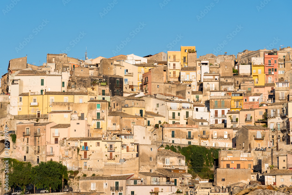 The old town of Ragusa Ibla in Sicily in the last evening light