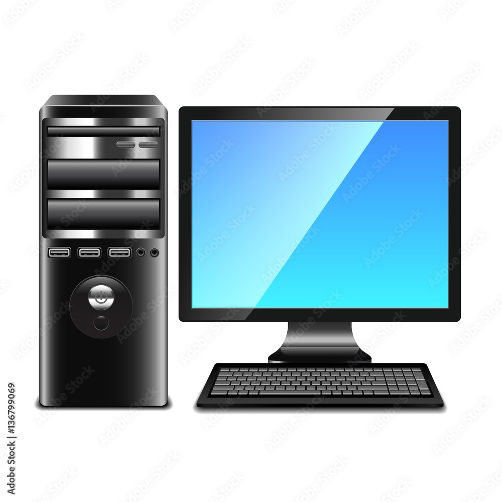 Contemporary computer isolated on white vector Contemporary computer isolated on white vector