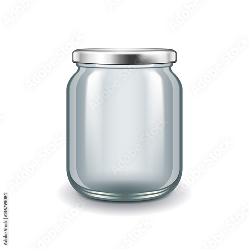 Empty glass jar isolated on white vector