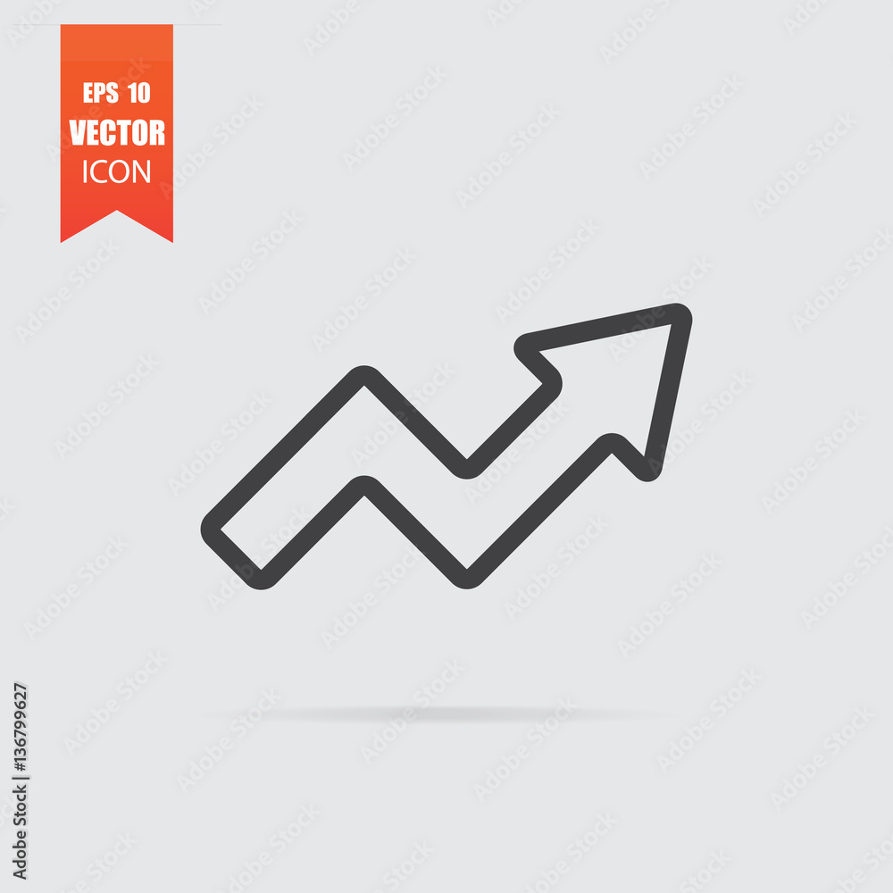 Broken arrow icon in flat style isolated on grey background. Broken arrow icon in flat style isolated on grey background.