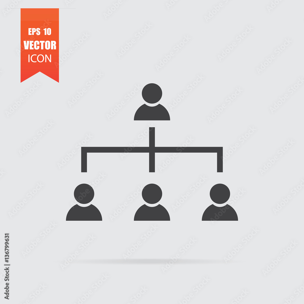 Hierarchy icon in flat style isolated on grey background. Hierarchy icon in flat style isolated on grey background.