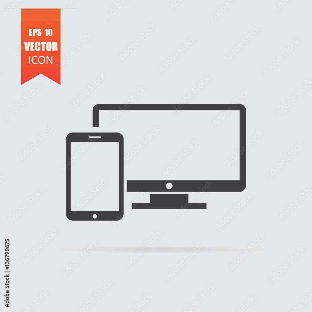 Gadgets icon in flat style isolated on grey background. Gadgets icon in flat style isolated on grey background.