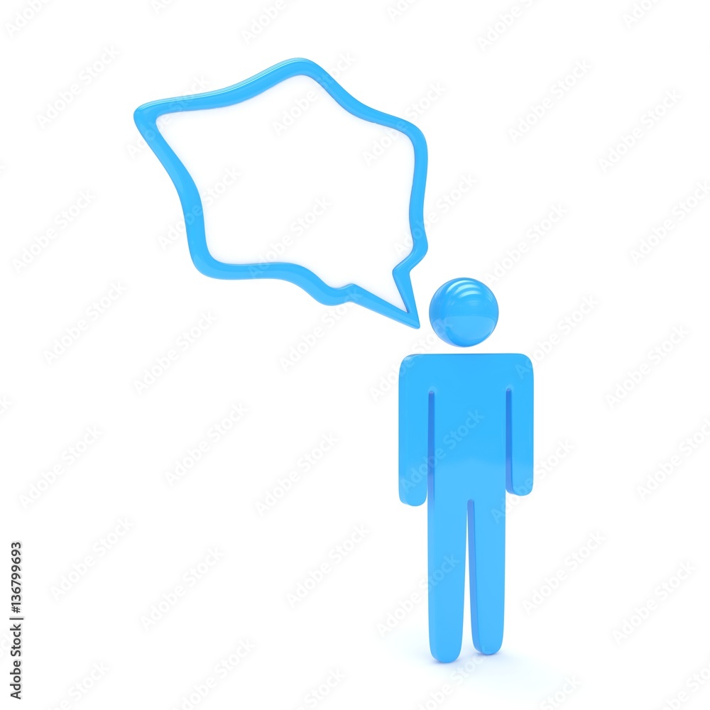 3d man with talk bubbles isolated over a white background. 3d rendering. 3d man with talk bubbles isolated over a white background. 3d rendering.