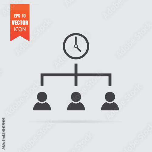 Work time icon in flat style isolated on grey background.