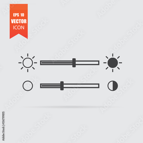 Brightness slider icon in flat style isolated on grey background