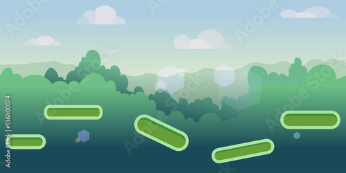 Seamless cartoon nature landscape with different platforms and separated layers for games.