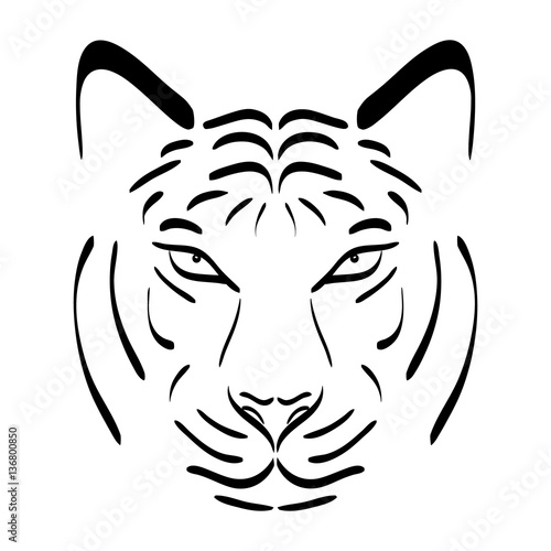 Fototapeta Naklejka Na Ścianę i Meble -  Tiger head silhouette. Vector tiger icon as a design element on isolated background