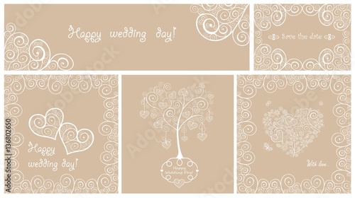 Wedding greeting cards with decorative curled design