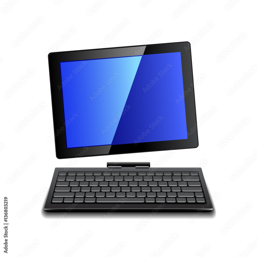 Tablet computer with keyboard isolated vector Tablet computer with keyboard isolated vector