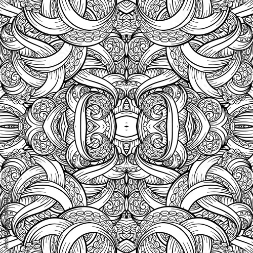 Vector black and white tentacles seamless pattern