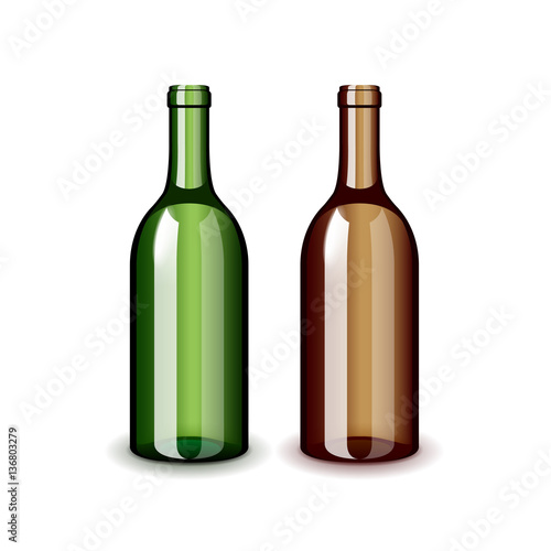 Two classic wine bottles isolated on white vector