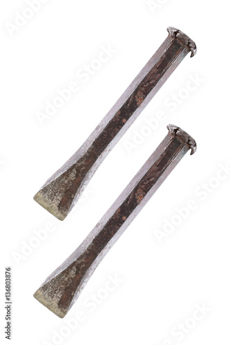 two used steel chisels isolated on white
