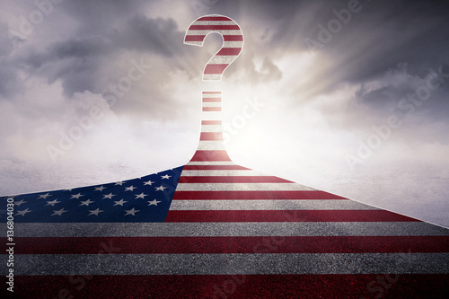 Flag of United States with question mark photo