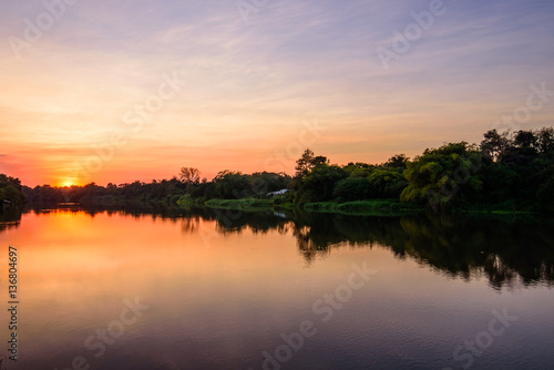 sunset at the canal with reflections