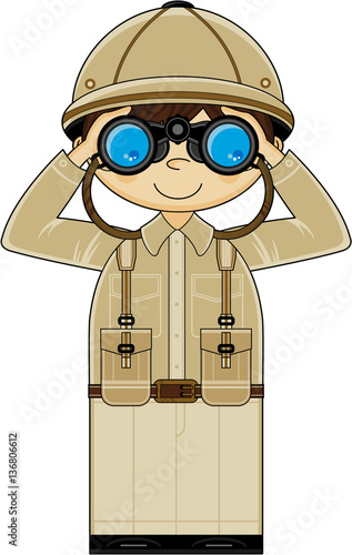 Cute Cartoon Safari Explorer with Binoculars