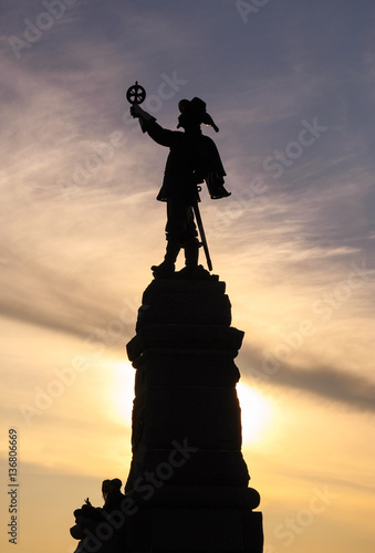 Vertical Silhouette of Samuel de Champlain's statue at Nepean Point photo