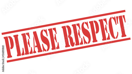 Stamp with text PLEASE RESPECT inside on white.