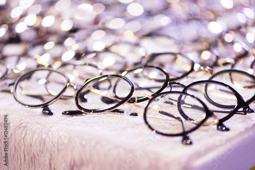 Glasses with bokeh in concept of love. selective focus