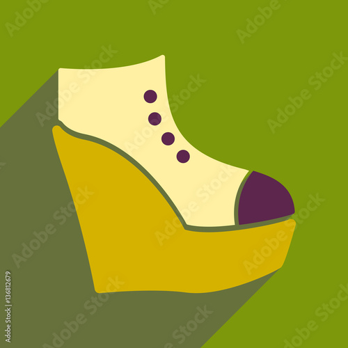 Flat icon with long shadow platform shoes