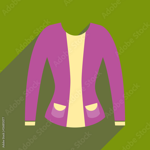 Flat icon with long shadow women cardigan