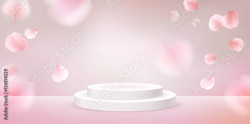 Pink sakura petals falling background