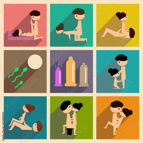 Concept of flat icons with long shadow sex