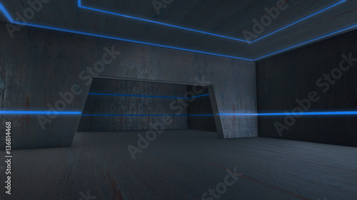 Empty room with light glow, abstract space.3D rendering 