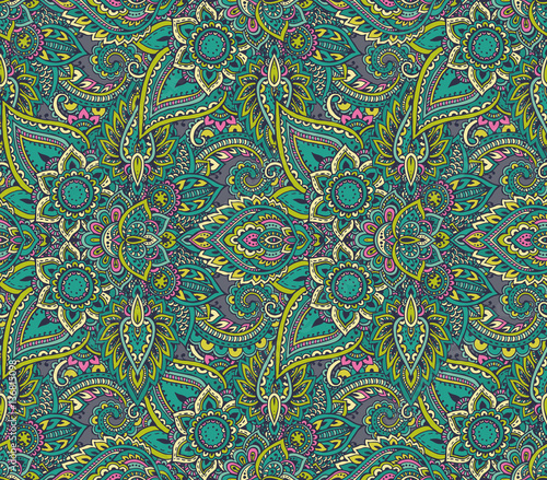 Vector seamless pattern with henna mehndi floral elements.