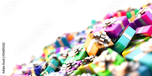 Gift boxes horizontal 3d rendering background © tostphoto