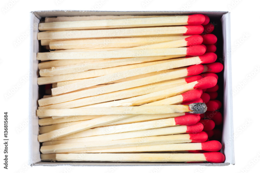 Obraz premium Box of matchs on white background.