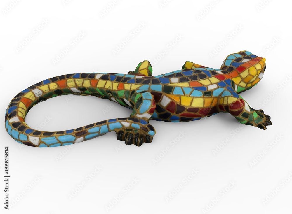 3d illustration of mosaic lizard. white background isolated. icon for game web. 3d illustration of mosaic lizard. white background isolated. icon for game web.